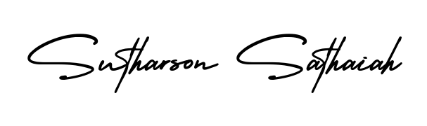 The AmerikaSignatureDemo-Regular handwriting style adds charm and authenticity to name Sutharson Sathaiah. A wonderful choice for personal thank-you notes. Sutharson Sathaiah signature style 3 images and pictures png