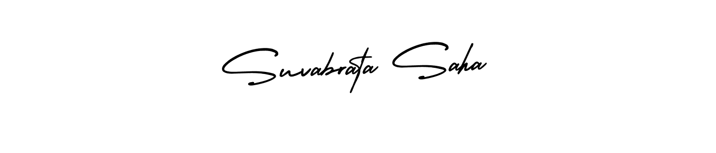 The best way (AmerikaSignatureDemo-Regular) to make a short signature is to pick only two or three words in your name. The name Suvabrata Saha include a total of six letters. For converting this name. Suvabrata Saha signature style 3 images and pictures png