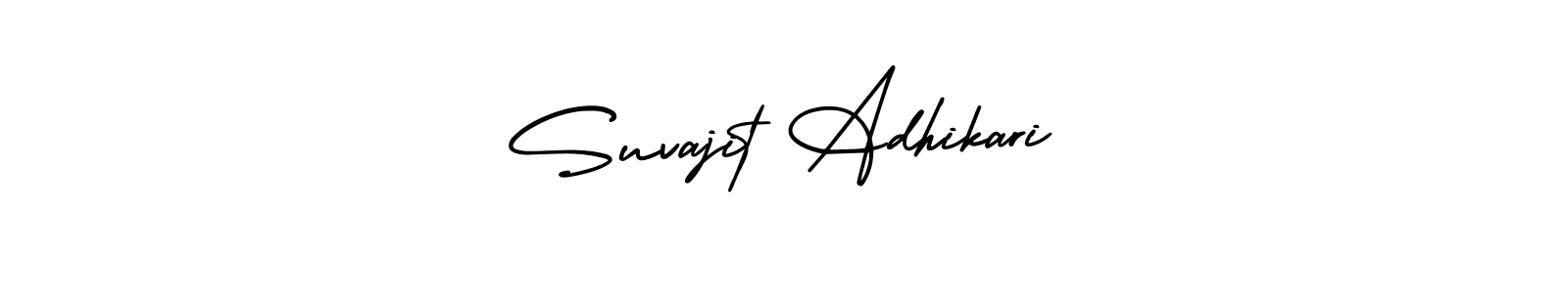 The best way (AmerikaSignatureDemo-Regular) to make a short signature is to pick only two or three words in your name. The name Suvajit Adhikari include a total of six letters. For converting this name. Suvajit Adhikari signature style 3 images and pictures png