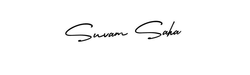 How to make Suvam Saha name signature. Use AmerikaSignatureDemo-Regular style for creating short signs online. This is the latest handwritten sign. Suvam Saha signature style 3 images and pictures png