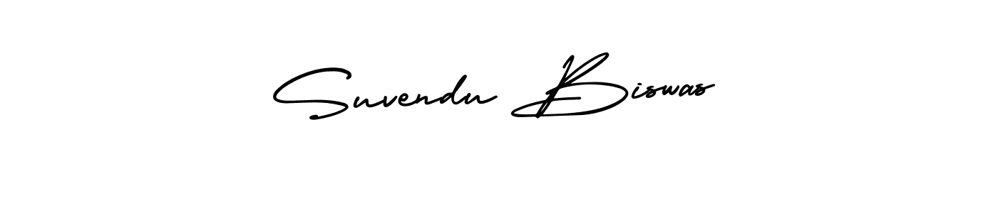 You should practise on your own different ways (AmerikaSignatureDemo-Regular) to write your name (Suvendu Biswas) in signature. don't let someone else do it for you. Suvendu Biswas signature style 3 images and pictures png