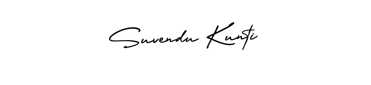 The best way (AmerikaSignatureDemo-Regular) to make a short signature is to pick only two or three words in your name. The name Suvendu Kunti include a total of six letters. For converting this name. Suvendu Kunti signature style 3 images and pictures png
