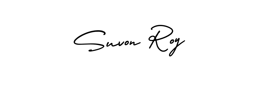 Suvon Roy stylish signature style. Best Handwritten Sign (AmerikaSignatureDemo-Regular) for my name. Handwritten Signature Collection Ideas for my name Suvon Roy. Suvon Roy signature style 3 images and pictures png
