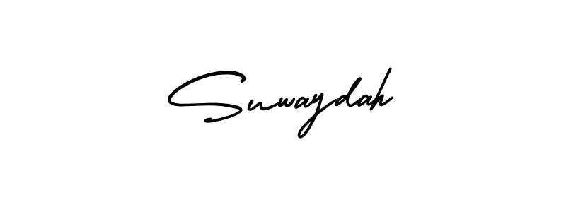 How to make Suwaydah name signature. Use AmerikaSignatureDemo-Regular style for creating short signs online. This is the latest handwritten sign. Suwaydah signature style 3 images and pictures png