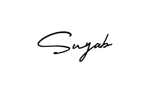 The best way (AmerikaSignatureDemo-Regular) to make a short signature is to pick only two or three words in your name. The name Suyab include a total of six letters. For converting this name. Suyab signature style 3 images and pictures png