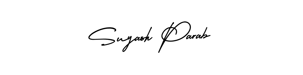 This is the best signature style for the Suyash Parab name. Also you like these signature font (AmerikaSignatureDemo-Regular). Mix name signature. Suyash Parab signature style 3 images and pictures png