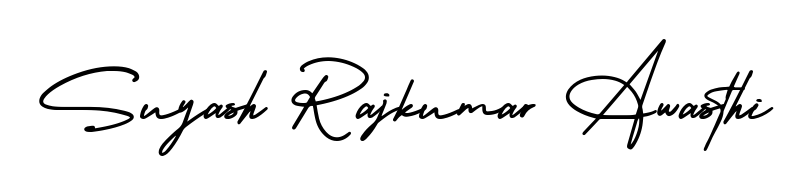 Elevate your brand with a stunning Suyash Rajkumar Awasthi eSignature. The AmerikaSignatureDemo-Regular style provides a balanced, flowing aesthetic for everyday signing. Suyash Rajkumar Awasthi signature style 3 images and pictures png