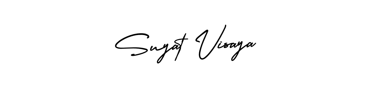 You should practise on your own different ways (AmerikaSignatureDemo-Regular) to write your name (Suyat Visaya) in signature. don't let someone else do it for you. Suyat Visaya signature style 3 images and pictures png