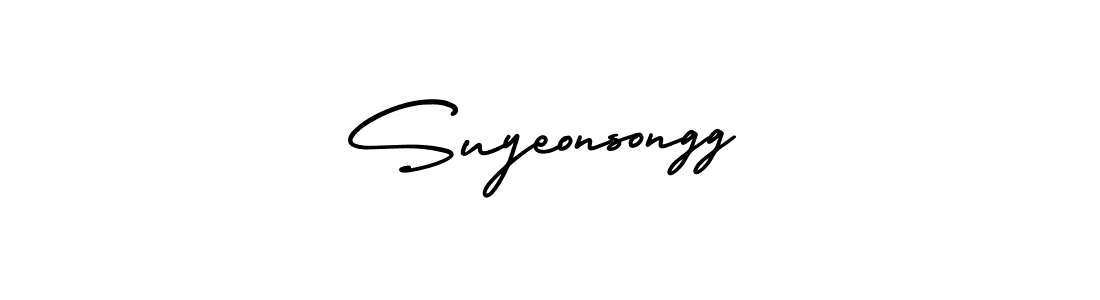 You should practise on your own different ways (AmerikaSignatureDemo-Regular) to write your name (Suyeonsongg) in signature. don't let someone else do it for you. Suyeonsongg signature style 3 images and pictures png