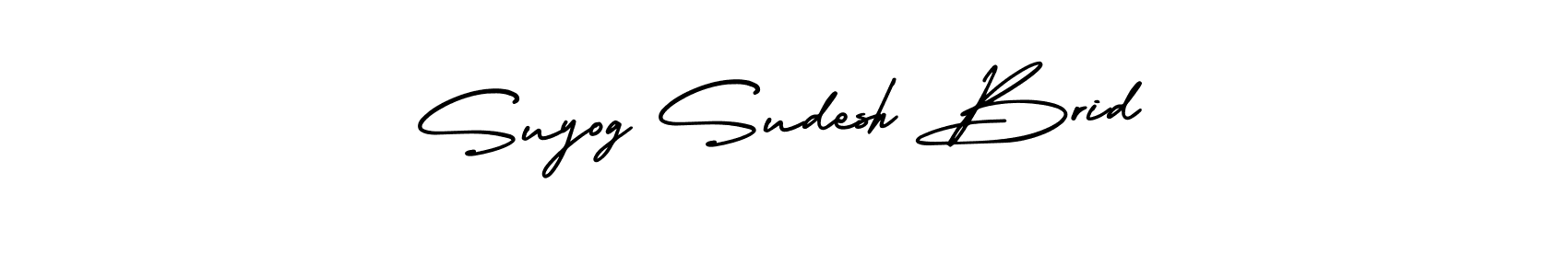 You should practise on your own different ways (AmerikaSignatureDemo-Regular) to write your name (Suyog Sudesh Brid) in signature. don't let someone else do it for you. Suyog Sudesh Brid signature style 3 images and pictures png
