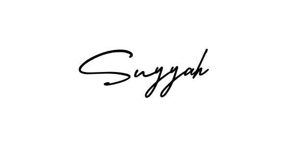 How to make Suyyah name signature. Use AmerikaSignatureDemo-Regular style for creating short signs online. This is the latest handwritten sign. Suyyah signature style 3 images and pictures png
