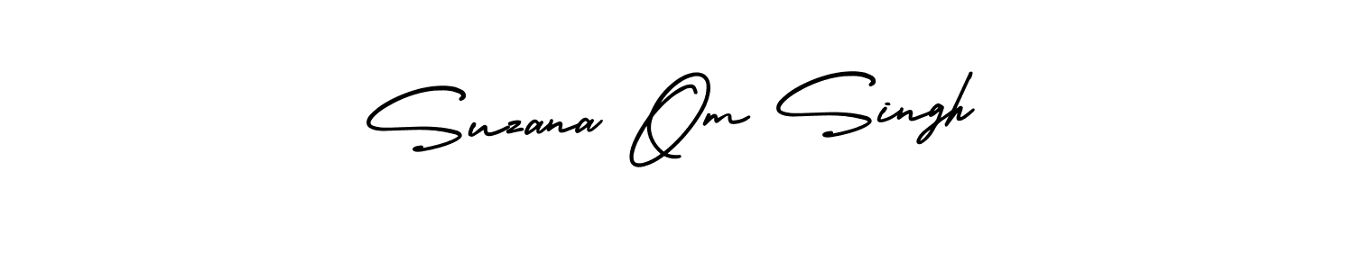 You should practise on your own different ways (AmerikaSignatureDemo-Regular) to write your name (Suzana Om Singh) in signature. don't let someone else do it for you. Suzana Om Singh signature style 3 images and pictures png