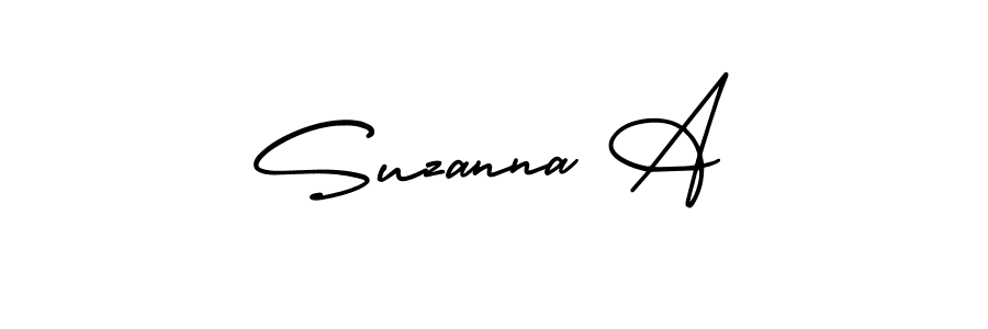 You should practise on your own different ways (AmerikaSignatureDemo-Regular) to write your name (Suzanna A) in signature. don't let someone else do it for you. Suzanna A signature style 3 images and pictures png