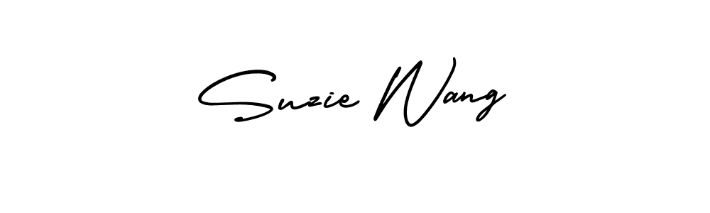 This is the best signature style for the Suzie Wang name. Also you like these signature font (AmerikaSignatureDemo-Regular). Mix name signature. Suzie Wang signature style 3 images and pictures png