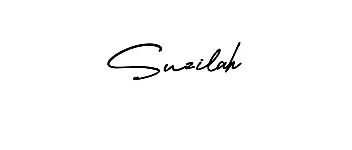 You should practise on your own different ways (AmerikaSignatureDemo-Regular) to write your name (Suzilah) in signature. don't let someone else do it for you. Suzilah signature style 3 images and pictures png