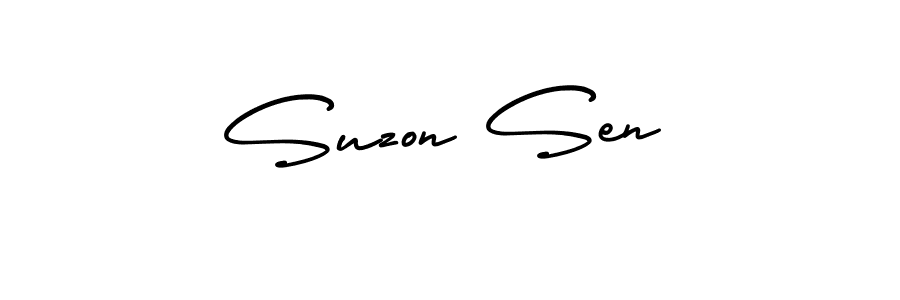 It looks lik you need a new signature style for name Suzon Sen. Design unique handwritten (AmerikaSignatureDemo-Regular) signature with our free signature maker in just a few clicks. Suzon Sen signature style 3 images and pictures png