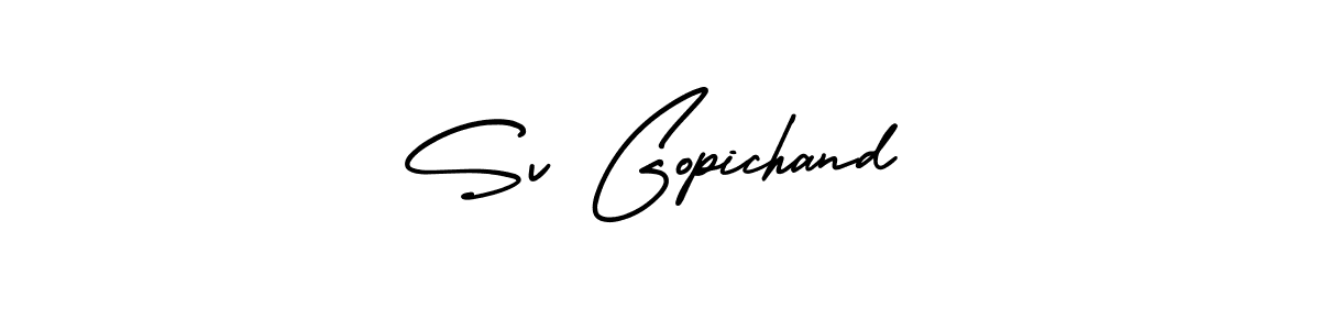 You should practise on your own different ways (AmerikaSignatureDemo-Regular) to write your name (Sv Gopichand) in signature. don't let someone else do it for you. Sv Gopichand signature style 3 images and pictures png