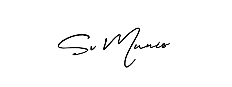 It looks lik you need a new signature style for name Sv Munis. Design unique handwritten (AmerikaSignatureDemo-Regular) signature with our free signature maker in just a few clicks. Sv Munis signature style 3 images and pictures png