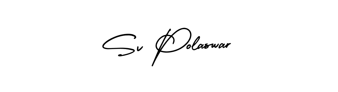 You should practise on your own different ways (AmerikaSignatureDemo-Regular) to write your name (Sv Polaswar) in signature. don't let someone else do it for you. Sv Polaswar signature style 3 images and pictures png