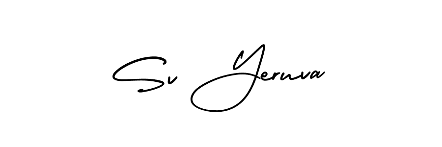 How to make Sv Yeruva name signature. Use AmerikaSignatureDemo-Regular style for creating short signs online. This is the latest handwritten sign. Sv Yeruva signature style 3 images and pictures png