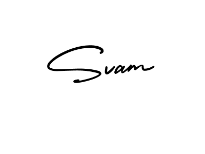 You should practise on your own different ways (AmerikaSignatureDemo-Regular) to write your name (Svam) in signature. don't let someone else do it for you. Svam signature style 3 images and pictures png
