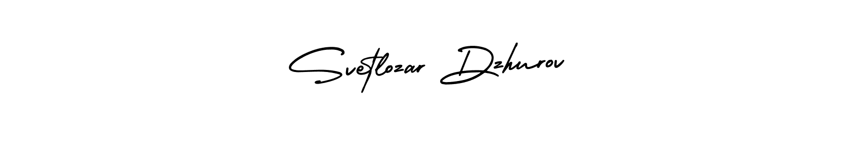 The best way (AmerikaSignatureDemo-Regular) to make a short signature is to pick only two or three words in your name. The name Svetlozar Dzhurov include a total of six letters. For converting this name. Svetlozar Dzhurov signature style 3 images and pictures png
