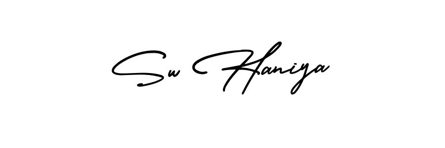 Similarly AmerikaSignatureDemo-Regular is the best handwritten signature design. Signature creator online .You can use it as an online autograph creator for name Sw Haniya. Sw Haniya signature style 3 images and pictures png