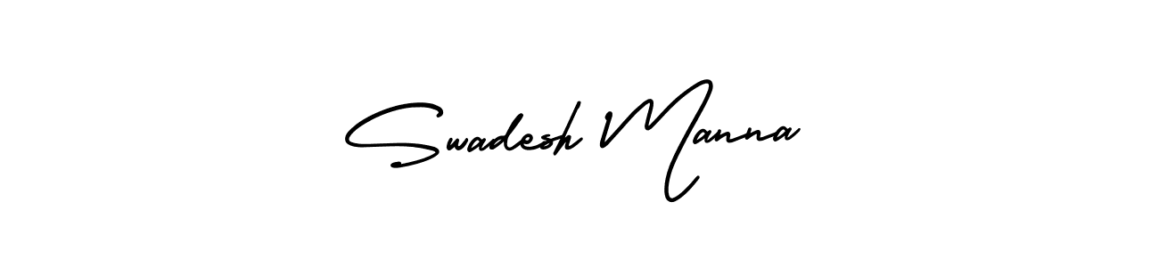 How to make Swadesh Manna name signature. Use AmerikaSignatureDemo-Regular style for creating short signs online. This is the latest handwritten sign. Swadesh Manna signature style 3 images and pictures png