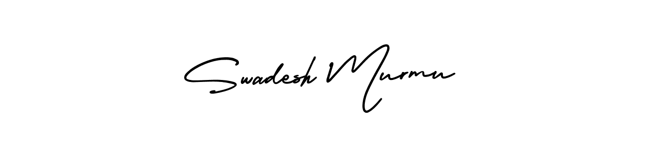 The best way (AmerikaSignatureDemo-Regular) to make a short signature is to pick only two or three words in your name. The name Swadesh Murmu include a total of six letters. For converting this name. Swadesh Murmu signature style 3 images and pictures png