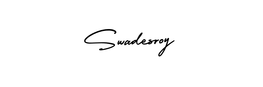 How to Draw Swadesroy signature style? AmerikaSignatureDemo-Regular is a latest design signature styles for name Swadesroy. Swadesroy signature style 3 images and pictures png