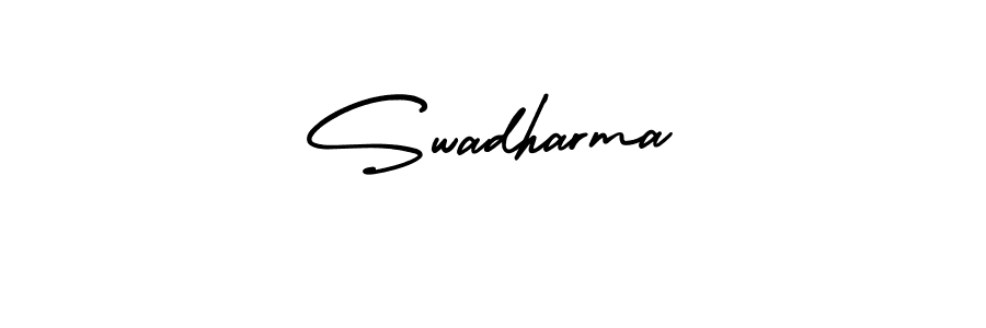 Create a beautiful signature design for name Swadharma. With this signature (AmerikaSignatureDemo-Regular) fonts, you can make a handwritten signature for free. Swadharma signature style 3 images and pictures png