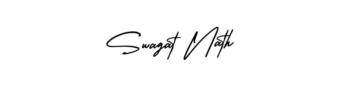 You should practise on your own different ways (AmerikaSignatureDemo-Regular) to write your name (Swagat Nath) in signature. don't let someone else do it for you. Swagat Nath signature style 3 images and pictures png