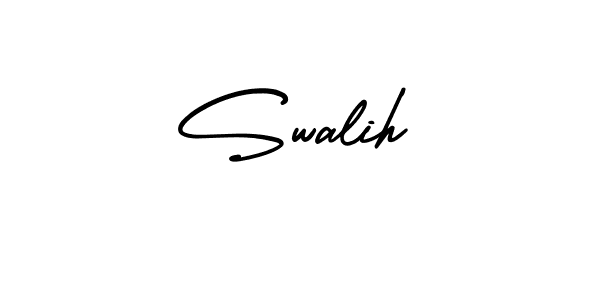 How to make Swalih name signature. Use AmerikaSignatureDemo-Regular style for creating short signs online. This is the latest handwritten sign. Swalih signature style 3 images and pictures png