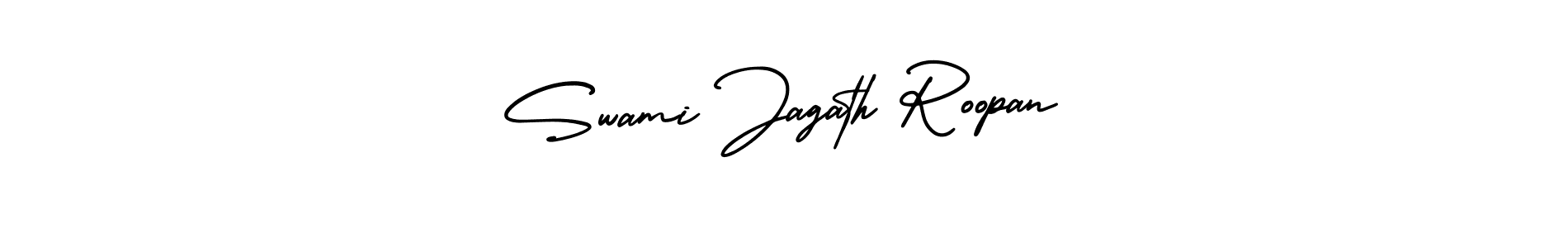 You should practise on your own different ways (AmerikaSignatureDemo-Regular) to write your name (Swami Jagath Roopan) in signature. don't let someone else do it for you. Swami Jagath Roopan signature style 3 images and pictures png