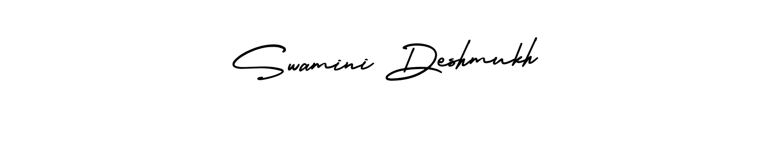 You should practise on your own different ways (AmerikaSignatureDemo-Regular) to write your name (Swamini Deshmukh) in signature. don't let someone else do it for you. Swamini Deshmukh signature style 3 images and pictures png