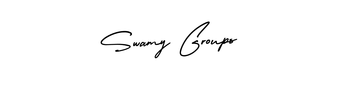 How to make Swamy Groups name signature. Use AmerikaSignatureDemo-Regular style for creating short signs online. This is the latest handwritten sign. Swamy Groups signature style 3 images and pictures png