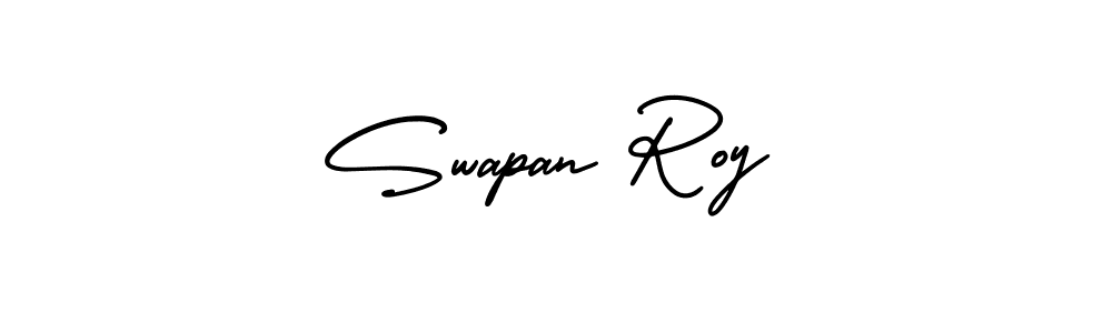 You should practise on your own different ways (AmerikaSignatureDemo-Regular) to write your name (Swapan Roy) in signature. don't let someone else do it for you. Swapan Roy signature style 3 images and pictures png