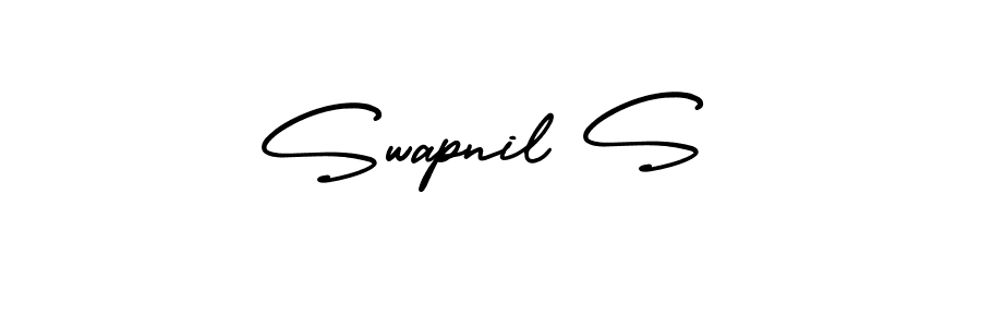 This is the best signature style for the Swapnil S name. Also you like these signature font (AmerikaSignatureDemo-Regular). Mix name signature. Swapnil S signature style 3 images and pictures png