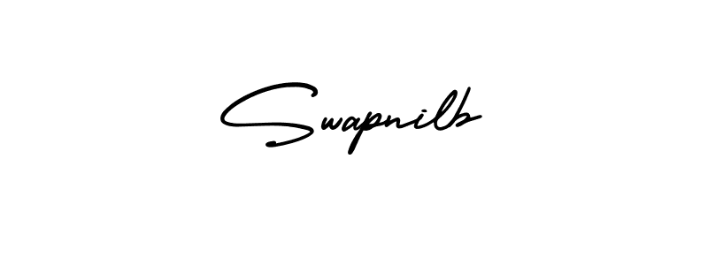 The best way (AmerikaSignatureDemo-Regular) to make a short signature is to pick only two or three words in your name. The name Swapnilb include a total of six letters. For converting this name. Swapnilb signature style 3 images and pictures png