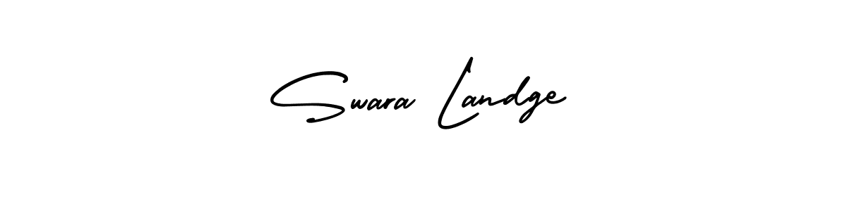 How to make Swara Landge name signature. Use AmerikaSignatureDemo-Regular style for creating short signs online. This is the latest handwritten sign. Swara Landge signature style 3 images and pictures png