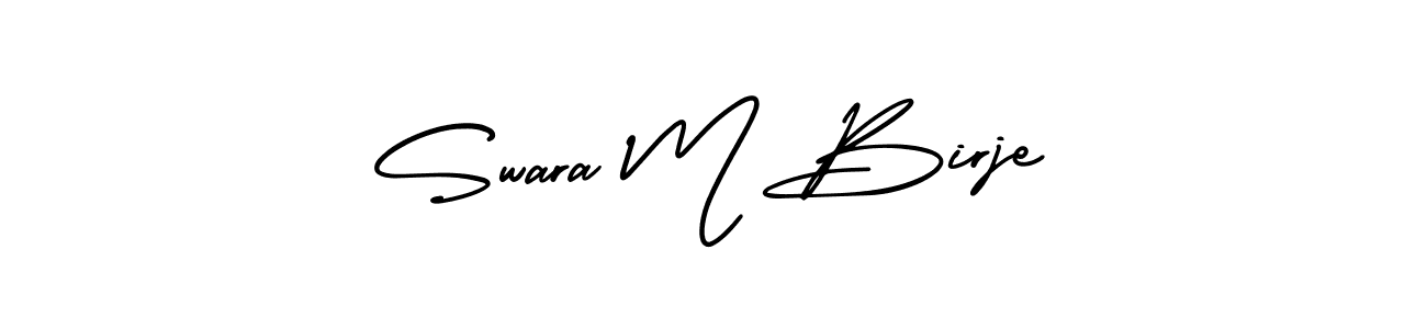 Swara M Birje stylish signature style. Best Handwritten Sign (AmerikaSignatureDemo-Regular) for my name. Handwritten Signature Collection Ideas for my name Swara M Birje. Swara M Birje signature style 3 images and pictures png