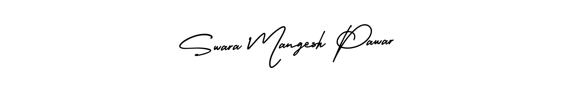 How to make Swara Mangesh Pawar name signature. Use AmerikaSignatureDemo-Regular style for creating short signs online. This is the latest handwritten sign. Swara Mangesh Pawar signature style 3 images and pictures png