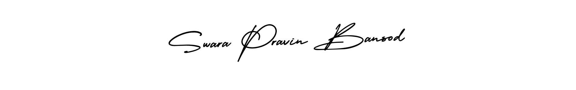 See photos of Swara Pravin Bansod official signature by Spectra . Check more albums & portfolios. Read reviews & check more about AmerikaSignatureDemo-Regular font. Swara Pravin Bansod signature style 3 images and pictures png