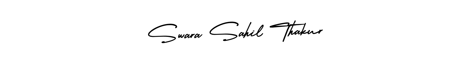 Make a beautiful signature design for name Swara Sahil Thakur. With this signature (AmerikaSignatureDemo-Regular) style, you can create a handwritten signature for free. Swara Sahil Thakur signature style 3 images and pictures png