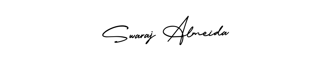 AmerikaSignatureDemo-Regular is a professional signature style that is perfect for those who want to add a touch of class to their signature. It is also a great choice for those who want to make their signature more unique. Get Swaraj Almeida name to fancy signature for free. Swaraj Almeida signature style 3 images and pictures png