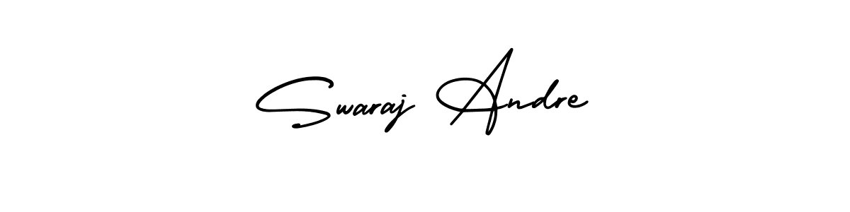 The best way (AmerikaSignatureDemo-Regular) to make a short signature is to pick only two or three words in your name. The name Swaraj Andre include a total of six letters. For converting this name. Swaraj Andre signature style 3 images and pictures png