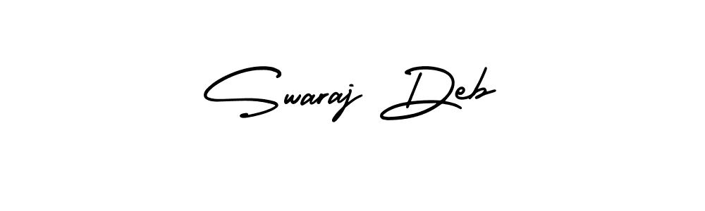 You should practise on your own different ways (AmerikaSignatureDemo-Regular) to write your name (Swaraj Deb) in signature. don't let someone else do it for you. Swaraj Deb signature style 3 images and pictures png