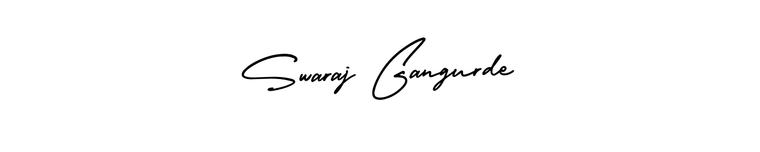 You should practise on your own different ways (AmerikaSignatureDemo-Regular) to write your name (Swaraj Gangurde) in signature. don't let someone else do it for you. Swaraj Gangurde signature style 3 images and pictures png