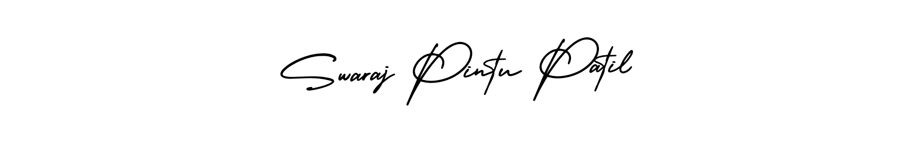 You should practise on your own different ways (AmerikaSignatureDemo-Regular) to write your name (Swaraj Pintu Patil) in signature. don't let someone else do it for you. Swaraj Pintu Patil signature style 3 images and pictures png
