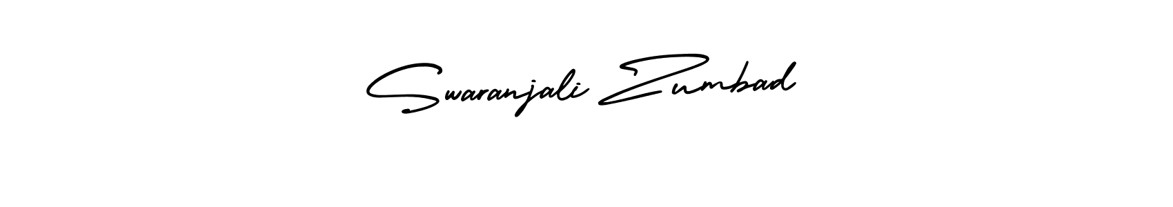 The best way (AmerikaSignatureDemo-Regular) to make a short signature is to pick only two or three words in your name. The name Swaranjali Zumbad include a total of six letters. For converting this name. Swaranjali Zumbad signature style 3 images and pictures png